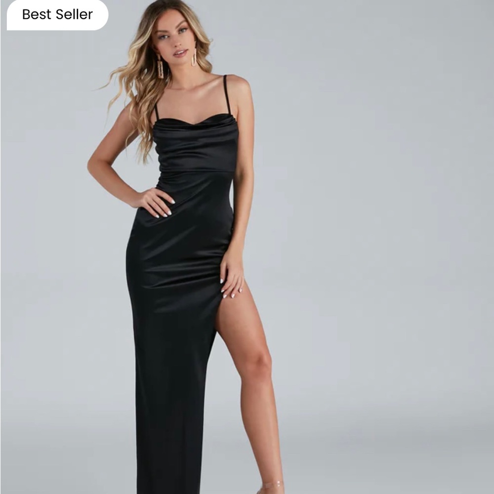 Windsor Lola High Slit Satin Dress